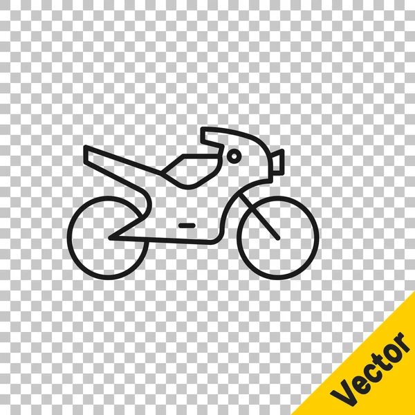 Schwarze Linie Motorrad Symbol Isoliert Auf Transparentem Hintergrund Vektorillustration — Stockvektor