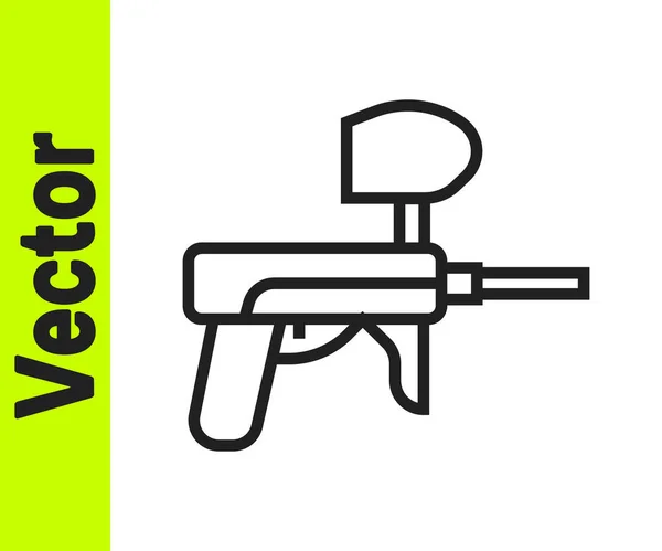 Zwarte Lijn Paintball Gun Icon Geïsoleerd Witte Achtergrond Vector Illustratie — Stockvector