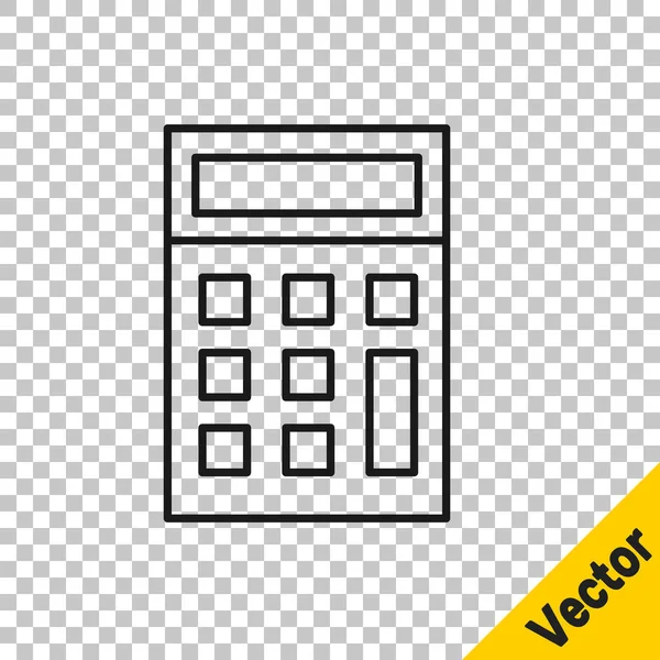 Icono Calculadora Línea Negra Aislado Sobre Fondo Transparente Símbolo Contable — Vector de stock