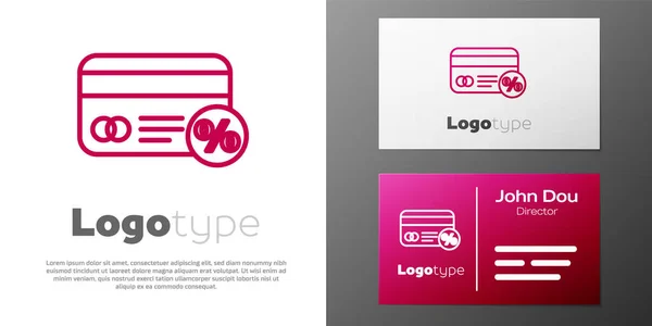 Logotype Lijn Kortingskaart Met Procent Pictogram Geïsoleerd Witte Achtergrond Loyaliteit — Stockvector