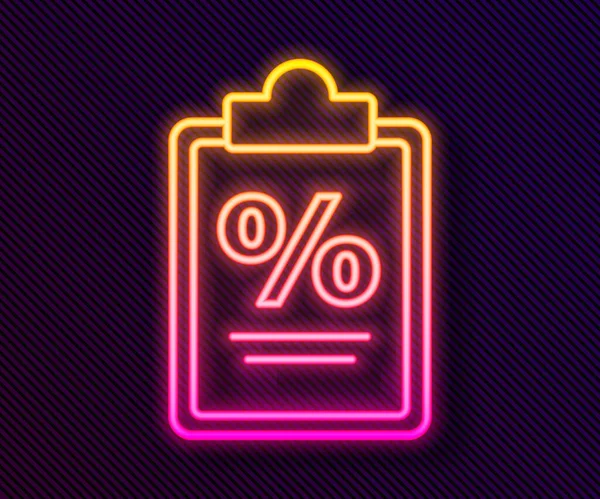 Leuchtendes Neonfarbenes Dokument Symbol Auf Schwarzem Hintergrund Papierdokument Für Rechnung — Stockvektor