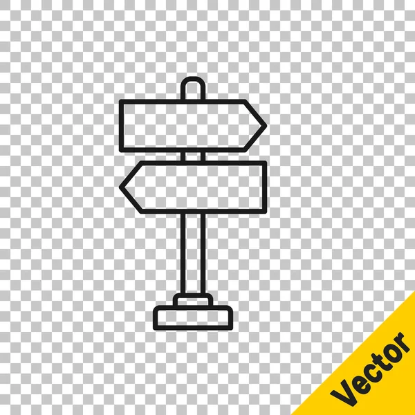 Schwarze Linie Verkehrszeichen Wegweiser Symbol Isoliert Auf Transparentem Hintergrund Zeigersymbol — Stockvektor