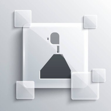 Gri teçhizat şekil değiştiren simgesi gri arkaplanda izole edildi. İletişim simgesi. Kare cam paneller. Vektör İllüstrasyonu