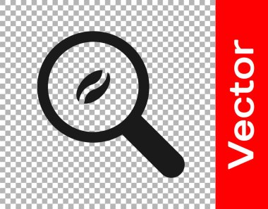 Şeffaf arkaplanda siyah seçili kahve çekirdeği simgesi izole edildi. Vektör İllüstrasyonu