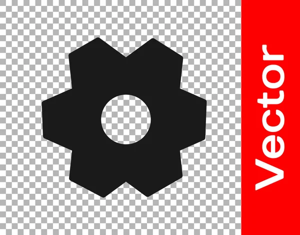 Black Gear Symbol Isoliert Auf Transparentem Hintergrund Zeichen Der Zahnradeinstellungen — Stockvektor