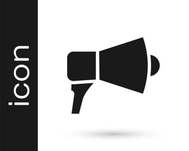 Gri Megafon simgesi beyaz arkaplanda izole edildi. Sözcü işareti. Vektör İllüstrasyonu