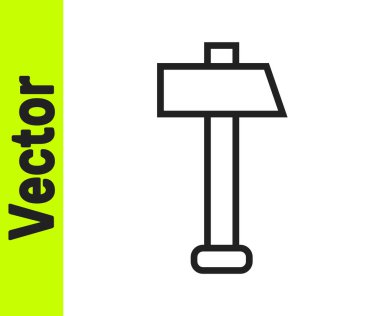 Siyah çizgi çekiç simgesi beyaz arkaplanda izole edildi. Tamir için bir araç. Vektör İllüstrasyonu