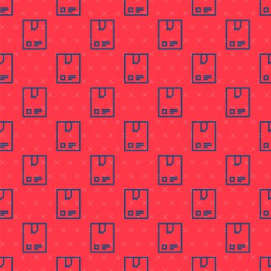 Kahve çekirdeği ikonunun mavi çizgisi kırmızı arka planda izole edilmiş. Vektör İllüstrasyonu