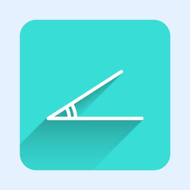 45 derecelik beyaz çizgi açısı uzun gölgeli izole edilmiş. Yeşil kare düğmesi. Vektör İllüstrasyonu