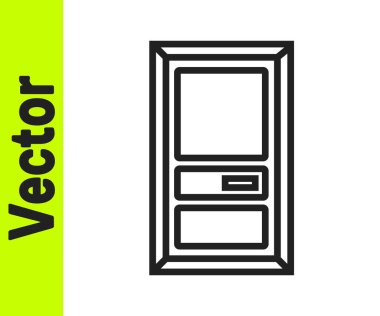 Siyah çizgi kapalı kapı simgesi beyaz arkaplanda izole edildi. Vektör İllüstrasyonu