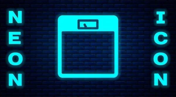 Leuchtende Neon Badezimmerwaagen Symbol Isoliert Auf Backsteinwand Hintergrund Gewichtsmessgeräte Weight — Stockvektor