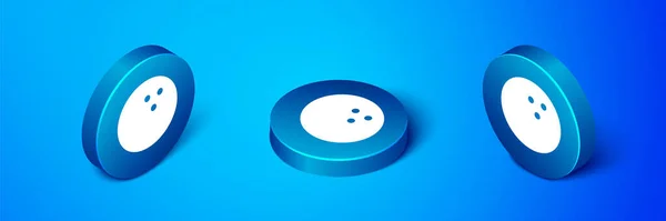 Isométrique Icône Boule Bowling Isolé Sur Fond Bleu Équipement Sportif — Image vectorielle