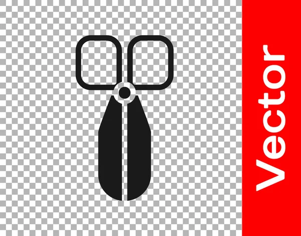 Ikona Černé Nůžky Izolované Průhledném Pozadí Značka Řezného Nástroje Vektorová — Stockový vektor