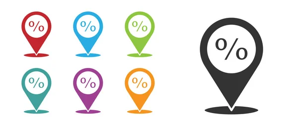 Schwarze Location Mit Prozentrabattsymbol Auf Weißem Hintergrund Geldstandort Ikone Geschäfts — Stockvektor