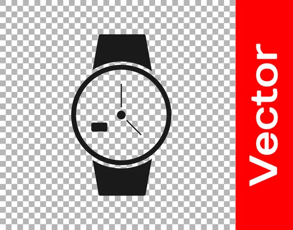 Black Wrist Watch Icon Isolated Transparent Background Wristwatch Icon Vector — Stock Vector