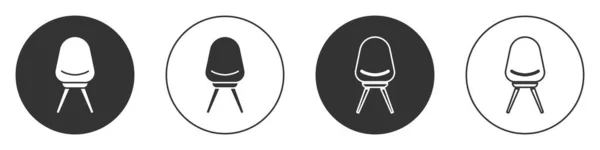 Icono Silla Black Office Aislado Sobre Fondo Blanco Botón Círculo — Archivo Imágenes Vectoriales