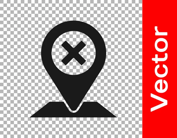 Icono Pin Mapa Negro Aislado Sobre Fondo Transparente Navegación Puntero — Vector de stock