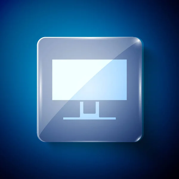 Weißes Smart Symbol Isoliert Auf Blauem Hintergrund Fernsehzeichen Quadratische Glasscheiben — Stockvektor
