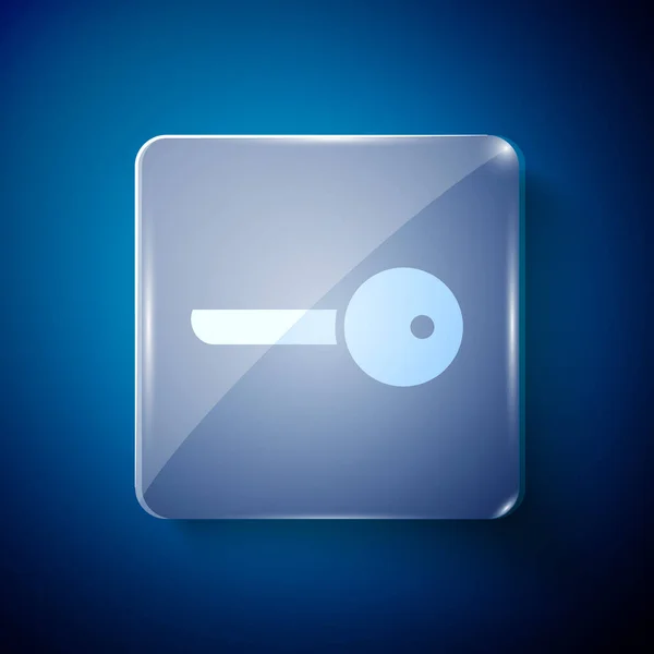 Εικονίδιο White Key Απομονώθηκε Μπλε Φόντο Τετράγωνα Γυάλινα Πάνελ Εικονογράφηση — Διανυσματικό Αρχείο