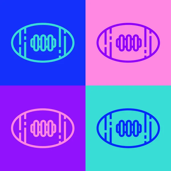 Pop Art Line American Football Ikona Izolované Barevném Pozadí Ragbyová — Stockový vektor