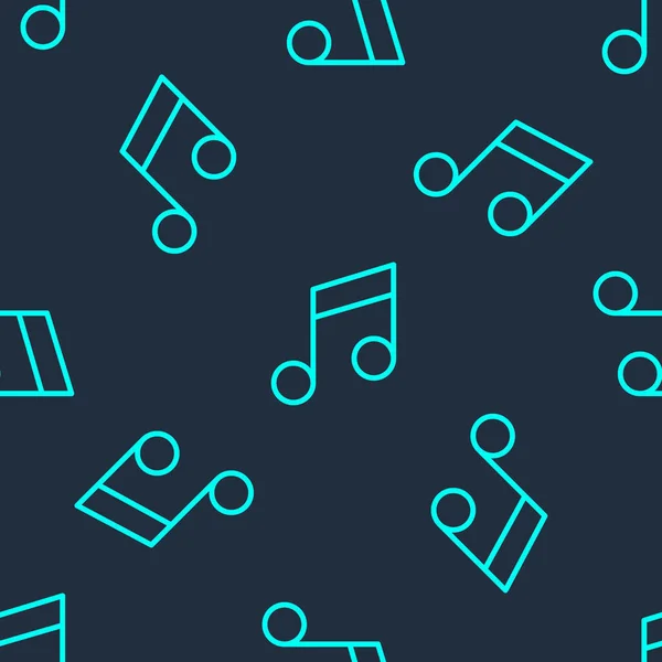 Grüne Linie Musiknotiz Tonsymbole Isoliert Nahtloses Muster Auf Blauem Hintergrund — Stockvektor