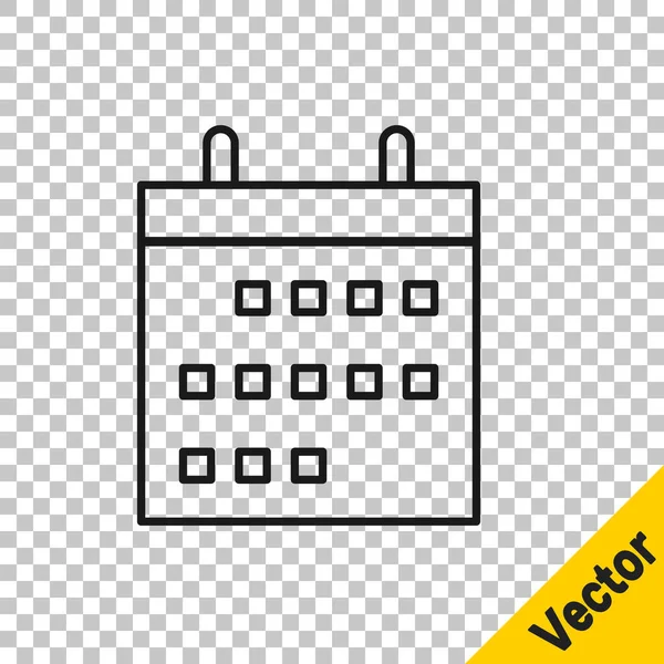 Schwarzes Kalendersymbol Isoliert Auf Transparentem Hintergrund Erinnerungssymbol Vektorillustration — Stockvektor