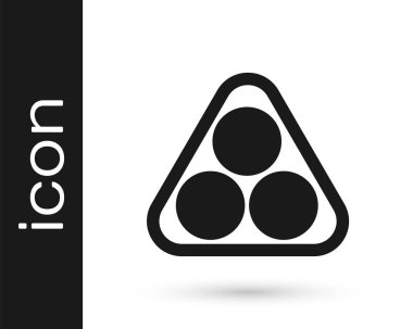 Gri bilardo topları beyaz arka planda izole edilmiş bir üçgen ikonunda. Vektör İllüstrasyonu