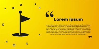 Sarı arkaplanda siyah golf bayrağı simgesi izole edildi. Golf ekipmanı ya da aksesuar. Vektör İllüstrasyonu