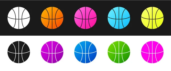 Set Basketball Ball Icon Isolated Black White Background Sport Symbol — Stock Vector