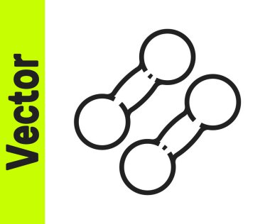 Siyah çizgi Dumbbell simgesi beyaz arkaplanda izole edildi. Kas kaldırma ikonu, fitness halteri, spor aletleri, egzersiz yaban domuzu. Vektör İllüstrasyonu