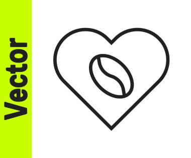 Siyah çizgi Kahve Aşıkları simgesi beyaz arka planda izole edilmiş. Kahveye bayılırım. Vektör İllüstrasyonu