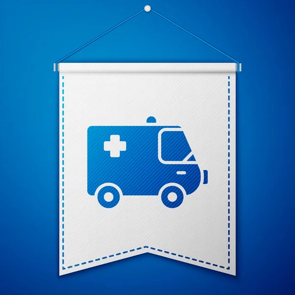 Mavi Ambulans Acil Durum Arabası Ikonu Mavi Arka Planda Izole — Stok Vektör