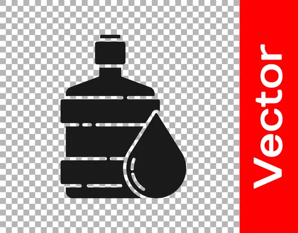 Black Big Bottle Clean Water Icon Isolated Transparent Background Plastic — Stock Vector