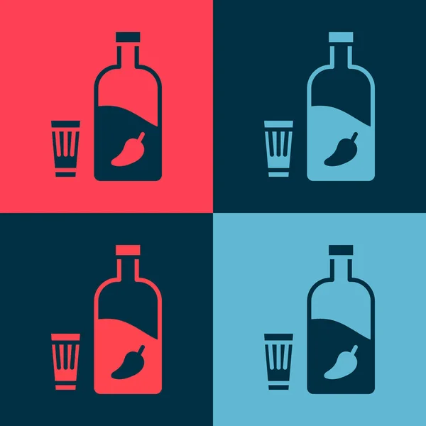 Pop Art Vodka Con Pimienta Vidrio Icono Aislado Fondo Color — Vector de stock