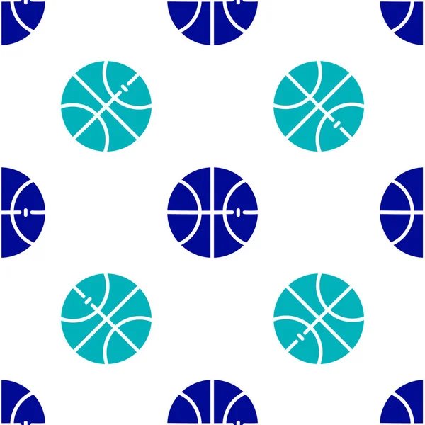 Blue Basketball Ball Icon Isolated Seamless Pattern White Background Sport — Stock Vector