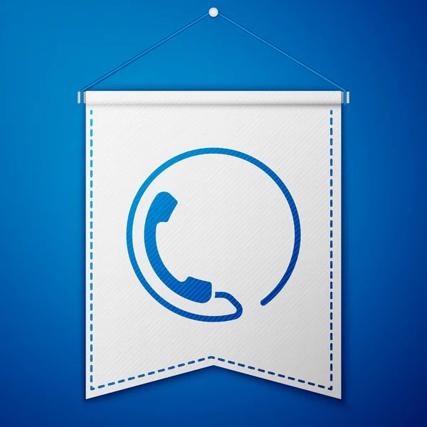 Téléphone Bleu Heures Icône Soutien Isolé Sur Fond Bleu Centre — Image vectorielle