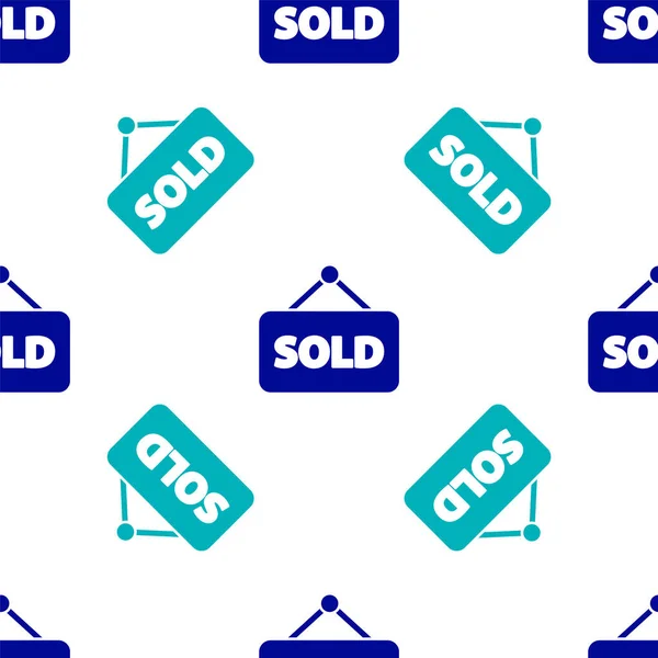 蓝色挂牌与文字销售图标隔离无缝图案白色背景 卖的贴纸 卖的标牌 病媒图解 — 图库矢量图片