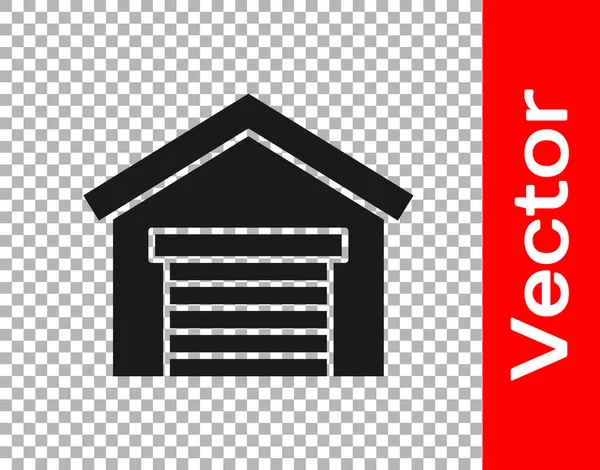 Schwarze Garage Symbol Isoliert Auf Transparentem Hintergrund Vektorillustration — Stockvektor