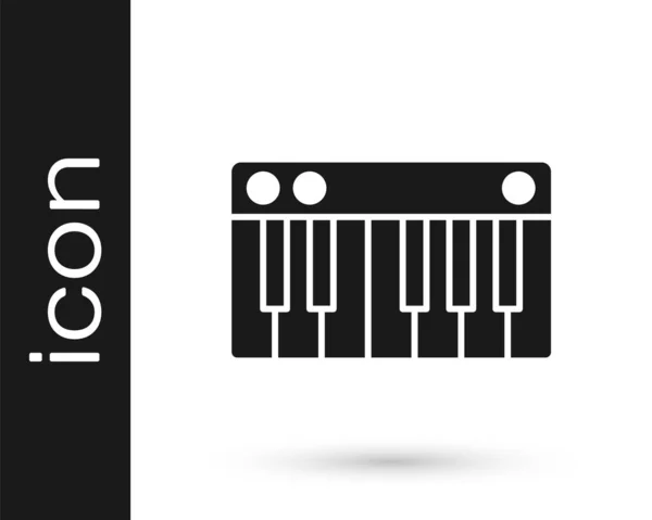 Γκρι Εικονίδιο Συνθεσάιζερ Μουσικής Απομονωμένο Λευκό Φόντο Ηλεκτρονικό Πιάνο Εικονογράφηση — Διανυσματικό Αρχείο
