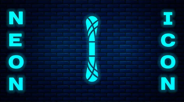 Parlayan Neon Iplik Simgesi Tuğla Duvar Arka Planında Izole Edilmiş — Stok Vektör