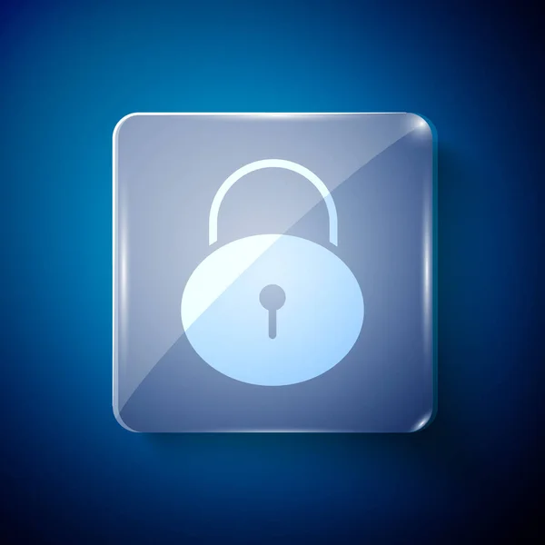 Εικονίδιο White Lock Απομονώθηκε Μπλε Φόντο Σύμβολο Padlock Ασφάλεια Ασφάλεια — Διανυσματικό Αρχείο