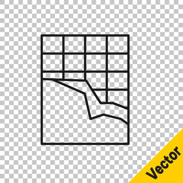 Черная Линия Иконка Шоколадная Плитка Изолированы Прозрачном Фоне Векторная Миграция — стоковый вектор