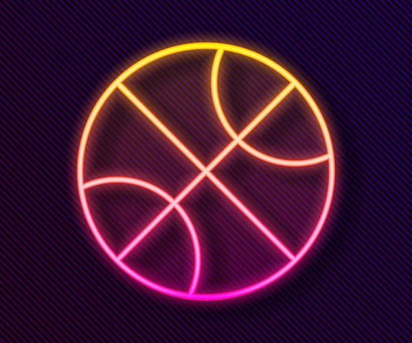 Zářící Neon Linka Basketbal Ikona Izolované Černém Pozadí Sportovní Symbol — Stockový vektor