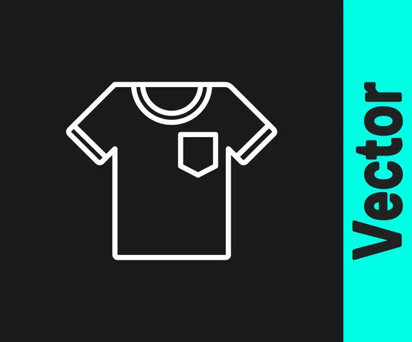 Ligne Blanche Icône Shirt Isolé Sur Fond Noir Illustration Vectorielle — Image vectorielle
