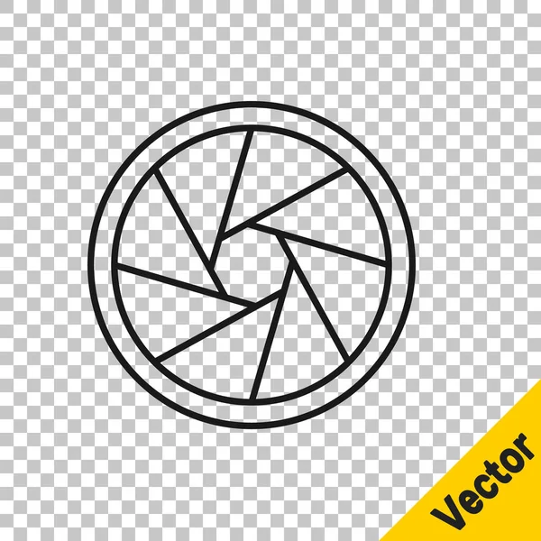 Black Line Camera Shutter Symbol Isoliert Auf Transparentem Hintergrund Vektorillustration — Stockvektor