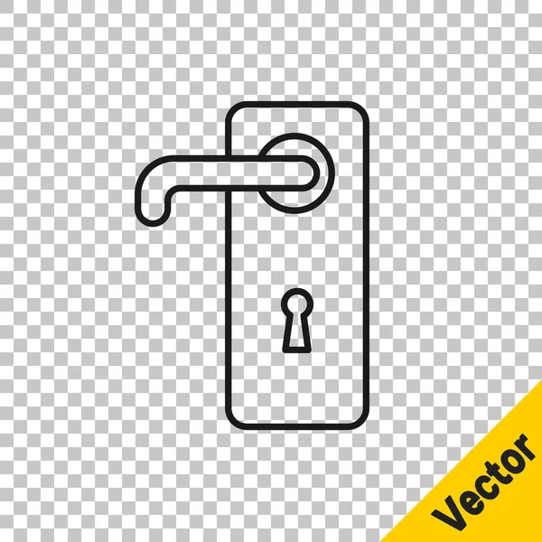 Schwarze Linie Türgriff Symbol Isoliert Auf Transparentem Hintergrund Türschlossschild Vektorillustration — Stockvektor