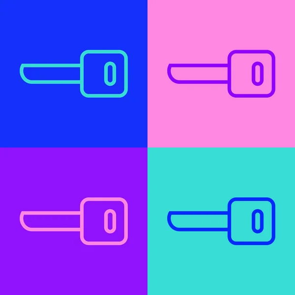 Pop Art Line Ikona Klíče Izolované Barevném Pozadí Vektorová Ilustrace — Stockový vektor