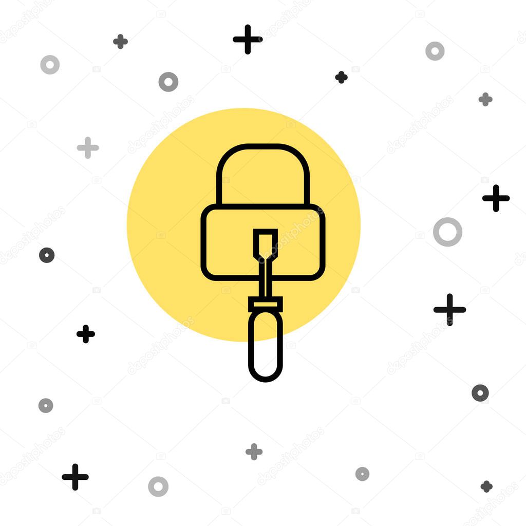 Black line Lockpicks or lock picks for lock picking icon isolated on white background. Random dynamic shapes. Vector Illustration