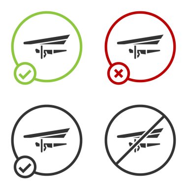 Siyah Askılı planör simgesi beyaz arkaplanda izole edildi. Olağanüstü bir spor. Çember düğmesi. Vektör İllüstrasyonu