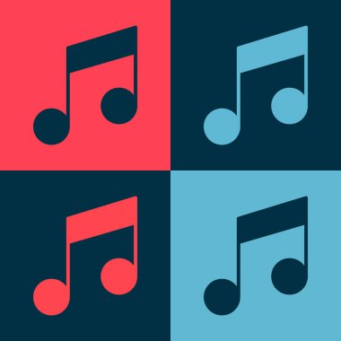 Pop Art Müzik Notası, ton simgesi renk arkaplanında izole. Vektör İllüstrasyonu